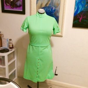 Vintage 19860s Lime Green Dress